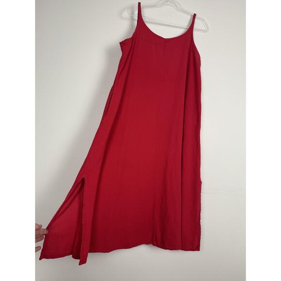Oh My Gauze Dress Womens Large Red Maxi Sleeveless Pockets Cotton Summer Boho - Picture 9 of 14